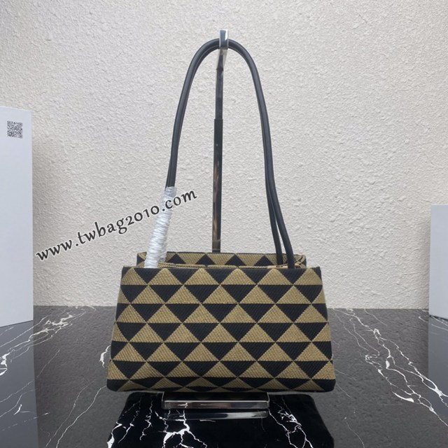 Prada專櫃新款刺繡織物新款肩背女包 1BA368 普拉達刺繡織物提花圖案手提包 csp1518